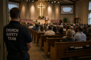 Church service with security presence