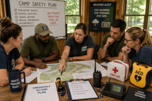 Camp safety training and planning session
