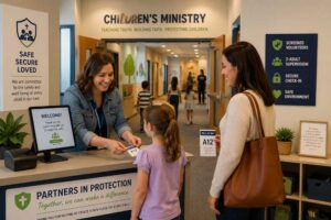 Safe and welcoming kids' check-in area - protecting the children in your ministry