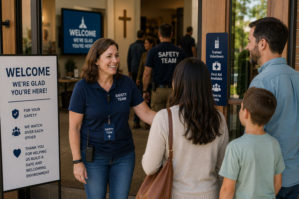 Warm welcome at church entrance